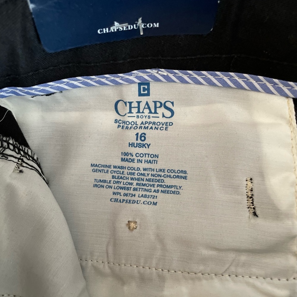 Chaps Boys Pleated Front Black School Pants - Size 16 Husky - Picture 7 of 13